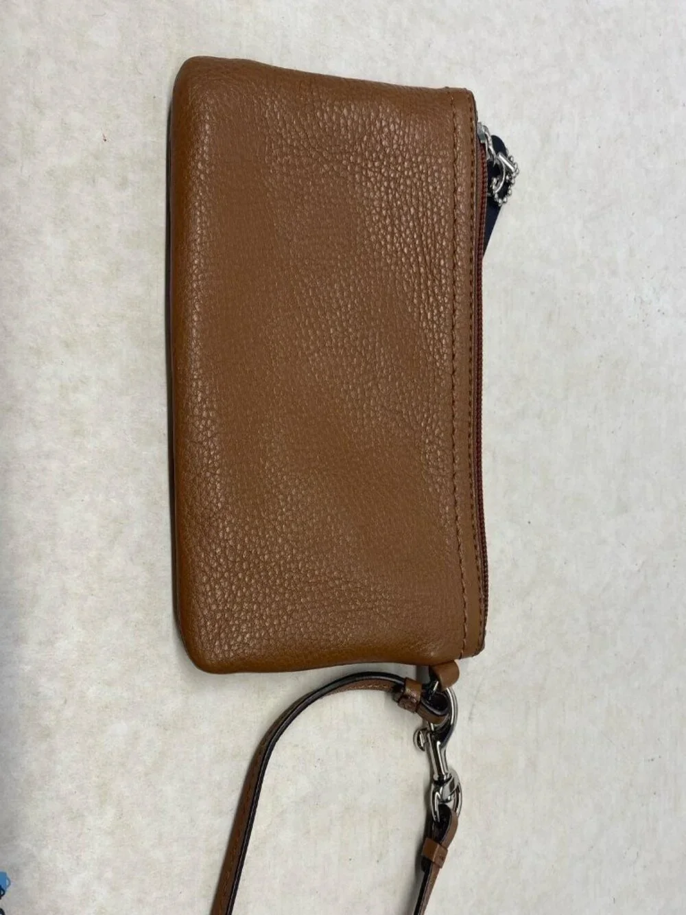 COACH Brown Pebbled Leather Zip Top Satchel Handbag+Park Leather Wristlet Purse